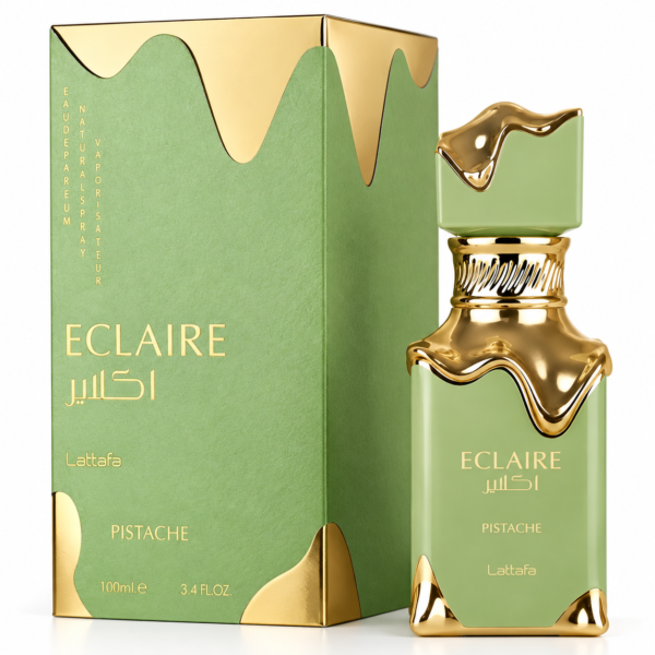 Lattafa Eclaire Pistache in Gold and Green Eclaire Pistache Lattafa Tester Perfume – 100ml